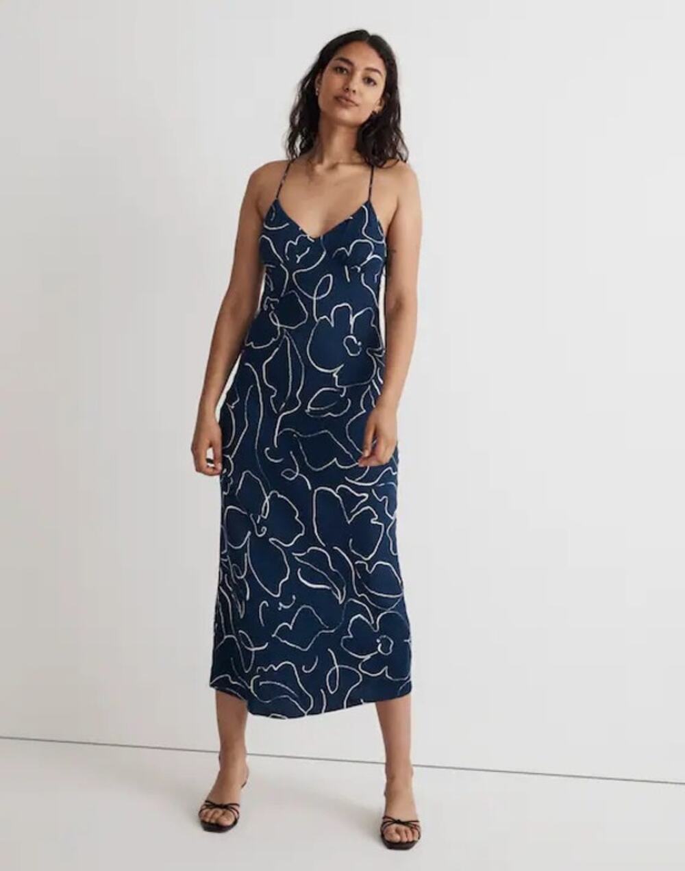 Madewell Layton Midi Slip Dress Linear Bloom Size 10